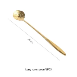 Teelöffel-Set aus Edelstahl mit goldener Blume – elegante Kaffee- und Dessertlöffel