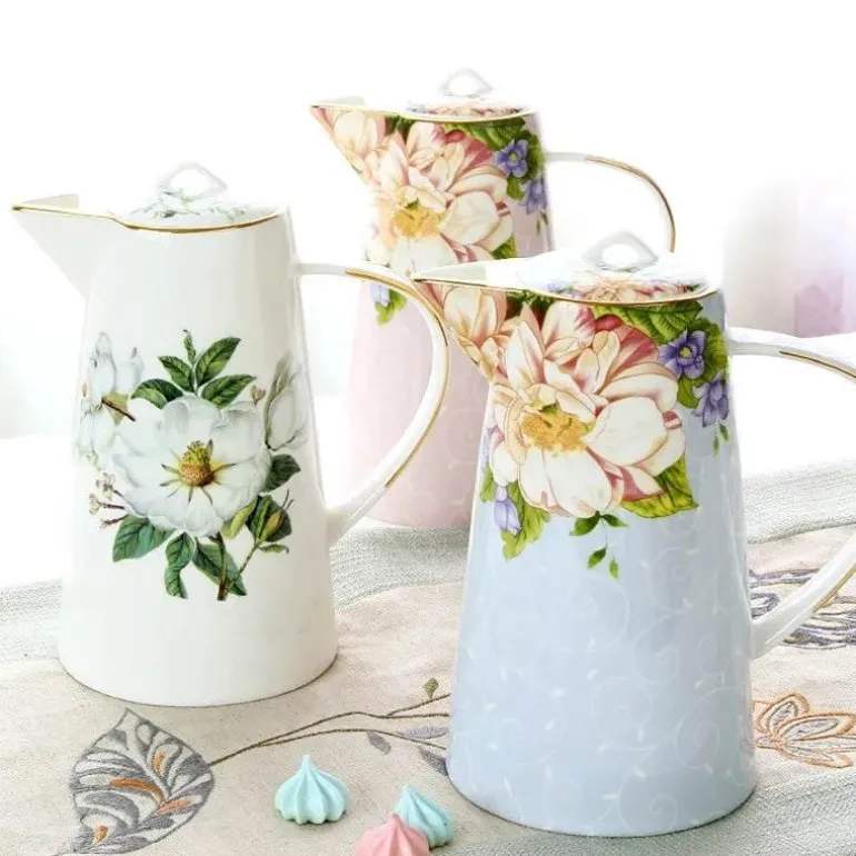 Teeservice aus Bone China – 1000 ml Teekanne mit Tassen für den Nachmittagstee
