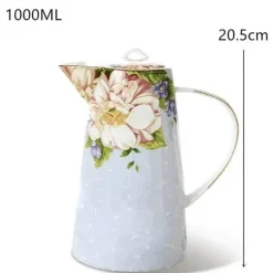 Teeservice aus Bone China – 1000 ml Teekanne mit Tassen für den Nachmittagstee