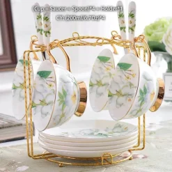 Teeservice „Camellia“ aus Bone China – Teekanne und Tassen aus Porzellan, Zuckerdose