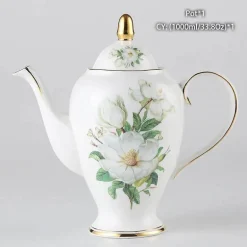 Teeservice „Camellia“ aus Bone China – Teekanne und Tassen aus Porzellan, Zuckerdose