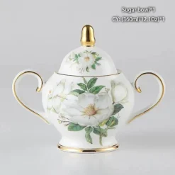 Teeservice „Camellia“ aus Bone China – Teekanne und Tassen aus Porzellan, Zuckerdose