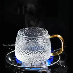 Teetasse aus Borosilikatglas mit Henkel – wärmeisolierter Zitronensaftbecher