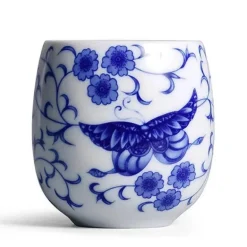 Teetasse aus Keramik – Kung-Fu-Trinkgeschirr aus weißem Porzellan mit Henkel