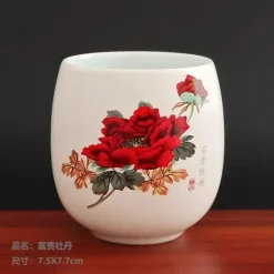 Teetasse aus Keramik – Kung-Fu-Trinkgeschirr aus weißem Porzellan mit Henkel