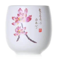 Teetasse aus Keramik – Kung-Fu-Trinkgeschirr aus weißem Porzellan mit Henkel