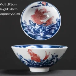 Teetasse aus Keramik – Sake-Tasse aus blau-weißem Porzellan