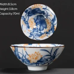 Teetasse aus Keramik – Sake-Tasse aus blau-weißem Porzellan