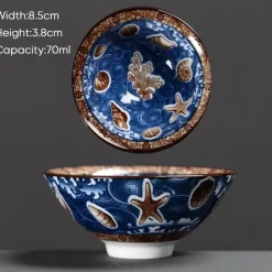 Teetasse aus Keramik – Sake-Tasse aus blau-weißem Porzellan