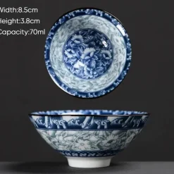 Teetasse aus Keramik – Sake-Tasse aus blau-weißem Porzellan