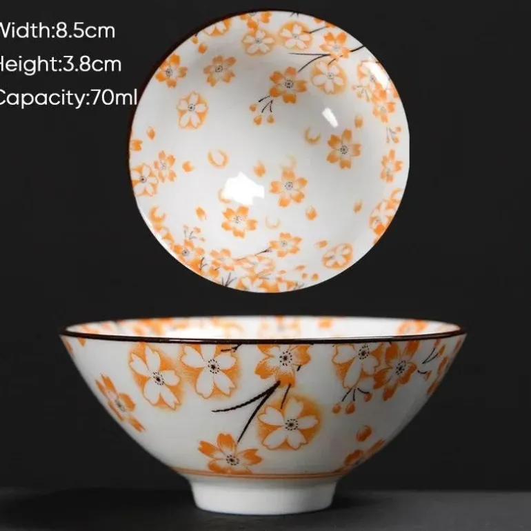 Teetasse aus Keramik – Sake-Tasse aus blau-weißem Porzellan