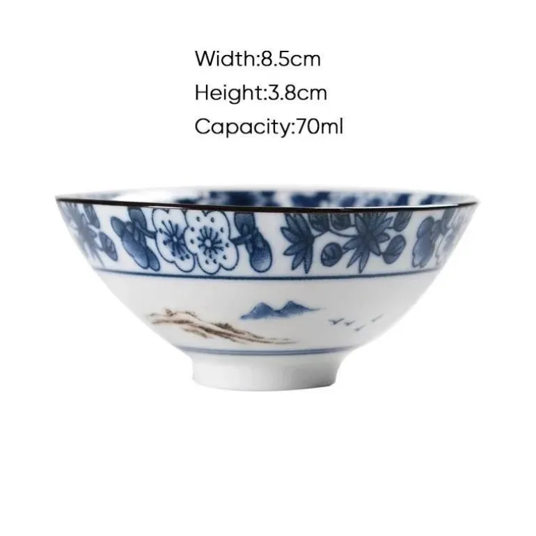 Teetasse aus Keramik – Sake-Tasse aus blau-weißem Porzellan