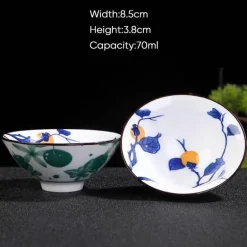 Teetasse aus Keramik – Sake-Tasse aus blau-weißem Porzellan