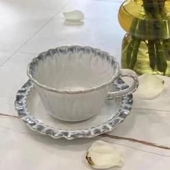 Teetassen- und Untertassenset aus Keramik – 300 ml Porzellanbecher