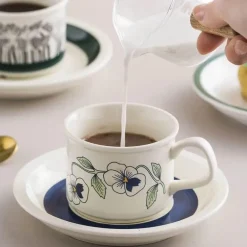 Teetassen-Set aus Keramik – Nordischer Porzellanbecher mit Löffel und Untertasse