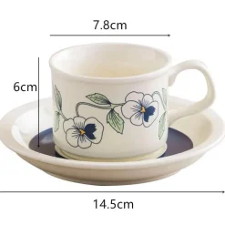 Teetassen-Set aus Keramik – Nordischer Porzellanbecher mit Löffel und Untertasse