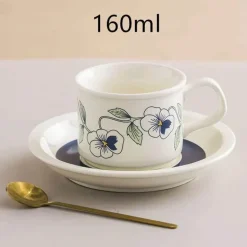 Teetassen-Set aus Keramik – Nordischer Porzellanbecher mit Löffel und Untertasse