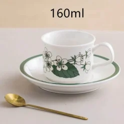 Teetassen-Set aus Keramik – Nordischer Porzellanbecher mit Löffel und Untertasse
