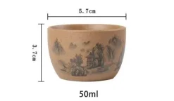 Teetassen-Set aus Keramik – handbemalt, japanisch-chinesischer Puer-Stil