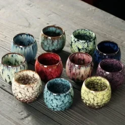 Teetassen-Set aus Keramik – Kung-Fu-Tassen aus Porzellan im Eierstil