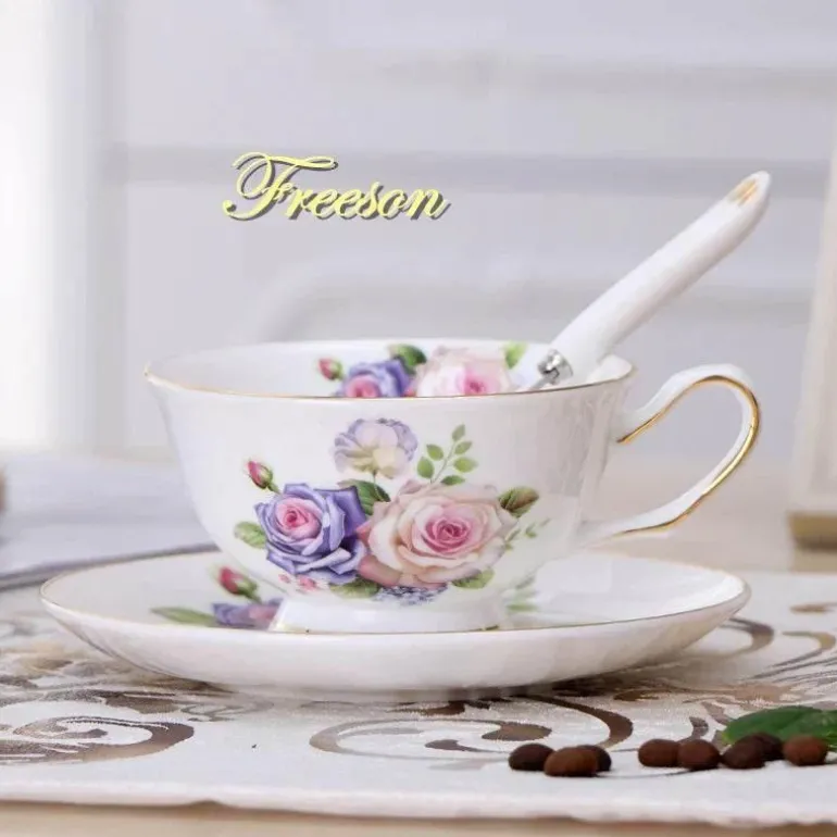 Teetassen-Set aus Keramik – elegante Kaffeetassen aus britischem Porzellan, 200 ml