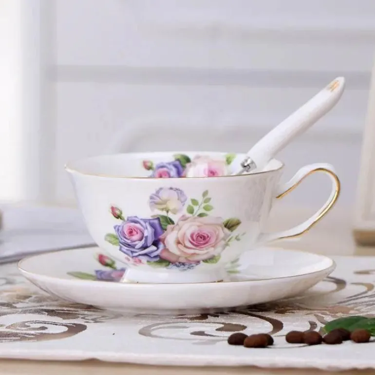 Teetassen-Set aus Keramik – elegante Kaffeetassen aus britischem Porzellan, 200 ml