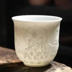 Teetassen-Set aus Knochenporzellan mit Ziegenmotiv – süße Keramiktassen mit Fat-Jade-Design