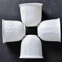 Teetassen-Set aus Knochenporzellan mit Ziegenmotiv – süße Keramiktassen mit Fat-Jade-Design