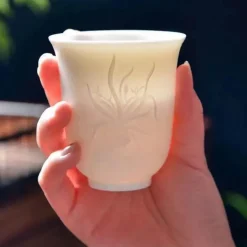 Teetassen-Set aus Knochenporzellan mit Ziegenmotiv – süße Keramiktassen mit Fat-Jade-Design