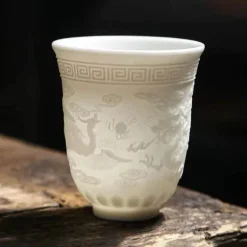 Teetassen-Set aus Knochenporzellan mit Ziegenmotiv – süße Keramiktassen mit Fat-Jade-Design