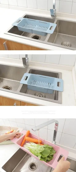 Teleskop-Spülbeckenkorb - Verstellbares Obstsieb