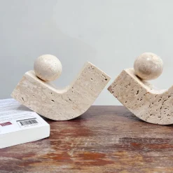 Teravon Balance Ball Stone Accent – Natural Travertine Décor