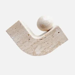 Teravon Balance Ball Stone Accent – Natural Travertine Décor