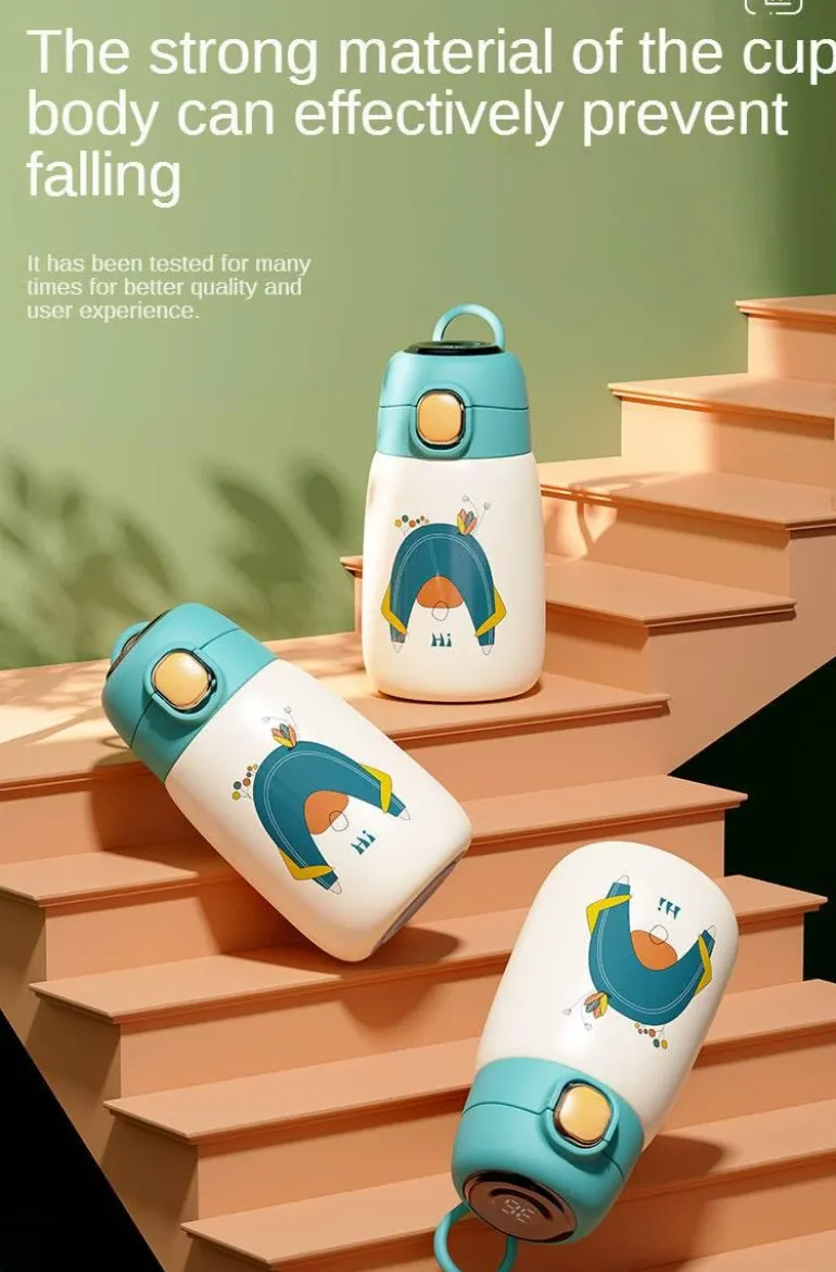 Thermosflasche für Kinder – Cartoon-Wasserflasche mit Temperaturanzeige