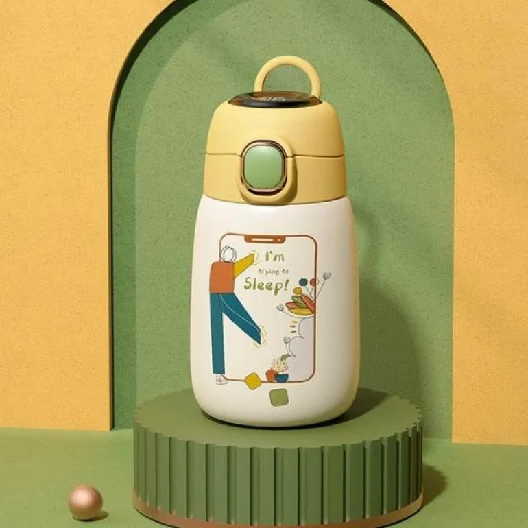 Thermosflasche für Kinder – Cartoon-Wasserflasche mit Temperaturanzeige