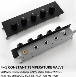 Thermostatic Rain Shower System - Massaging Waterfall Set