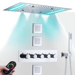 Thermostatic Rain Shower System - Massaging Waterfall Set