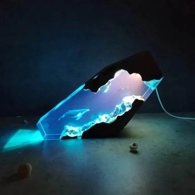 Tiefseetaucherlampe - Harz-Ozean-Dekor