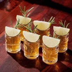 Tiki-Schnapsgläser-Set mit Tablett – Mini-Cocktail-Zubehör, 50 ml