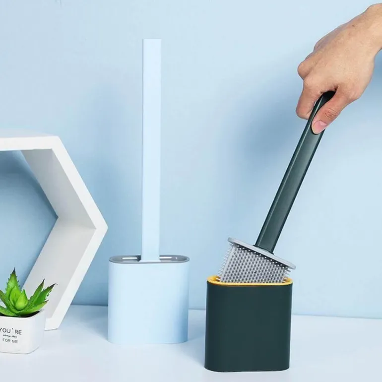 Toilettenbürste aus Silikon mit Halter – Wandmontiertes Badezimmer-Reinigungswerkzeug