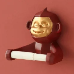 Toilettenpapierhalter „Happy Monkey“ – Lustige Badezimmerdekoration aus Kunstharz