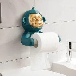 Toilettenpapierhalter „Happy Monkey“ – Lustige Badezimmerdekoration aus Kunstharz