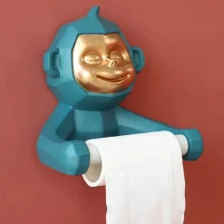 Toilettenpapierhalter „Happy Monkey“ – Lustige Badezimmerdekoration aus Kunstharz