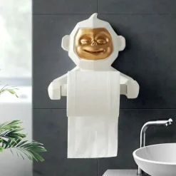 Toilettenpapierhalter „Happy Monkey“ – Lustige Badezimmerdekoration aus Kunstharz