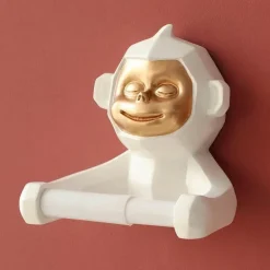 Toilettenpapierhalter „Happy Monkey“ – Lustige Badezimmerdekoration aus Kunstharz