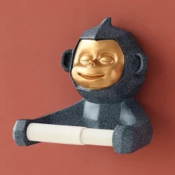 Toilettenpapierhalter „Happy Monkey“ – Lustige Badezimmerdekoration aus Kunstharz