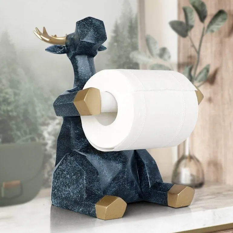 Toilettenpapierhalter mit Elefanten-Hirschmotiv – süßes Badezimmerdekor