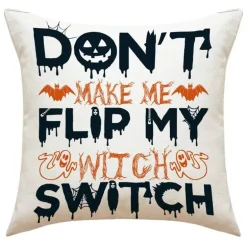 Totenkopf Kürbis Kissenbezüge – Halloween Leinen Dekokissen