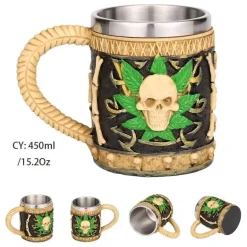 Totenkopf-Ritter-Bierkrug - Halloween-Krug aus Edelstahl mit Harz