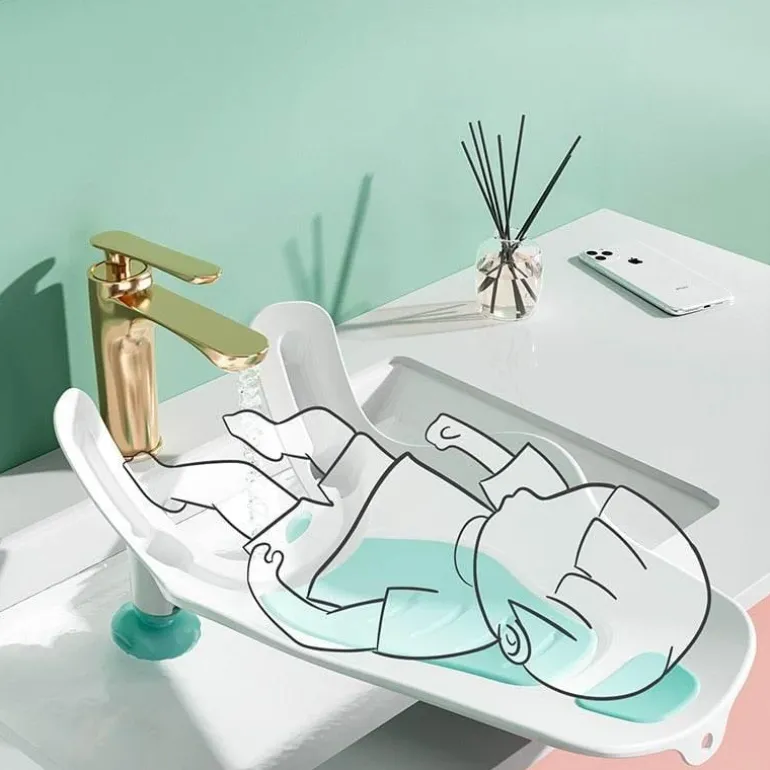 Tragbare Babybadewanne – Duschbecken mit Saugnapf für einfaches Baden